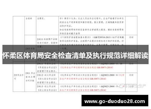怀柔区体育局安全检查清单及执行规范详细解读